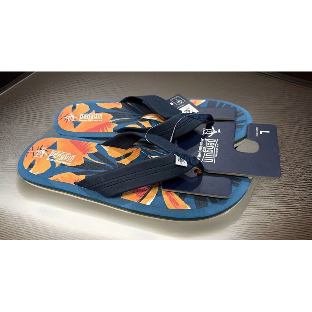 Original Penguin Men’s Flip Flop Tropical Print Sandals Size L(11 To 12)